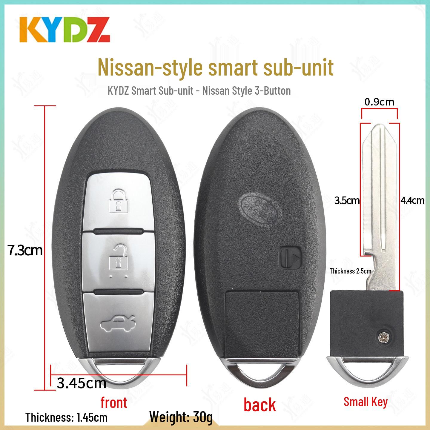 KYDZ 4-Button Smart Key Card for Nissan Model 3 - Remote Key, No Logo