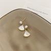 Natural Shell Fan-shaped Pearl Earrings for Women. Unique Design with High-end Appeal. Pure Silver Luxury and High-end Ear Jewelry.