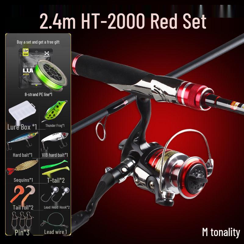 Hasda Carbon Fishing Rod & Reel Set - Straight Handle, Long Cast Metal Spinning Reel, Ideal for Beginners