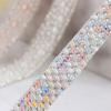 1Yard ABS Round Pearl Rhinestone Trim Hot Fix Crystal Banding Applique Trimming Iron-on Wedding Dress Clothing Fabric Accessory