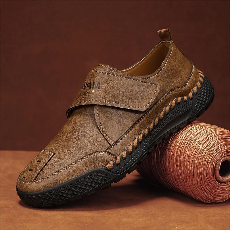 Handmade Men's Soft Sole Leather Loafers - Winter Casual Flat Large Size