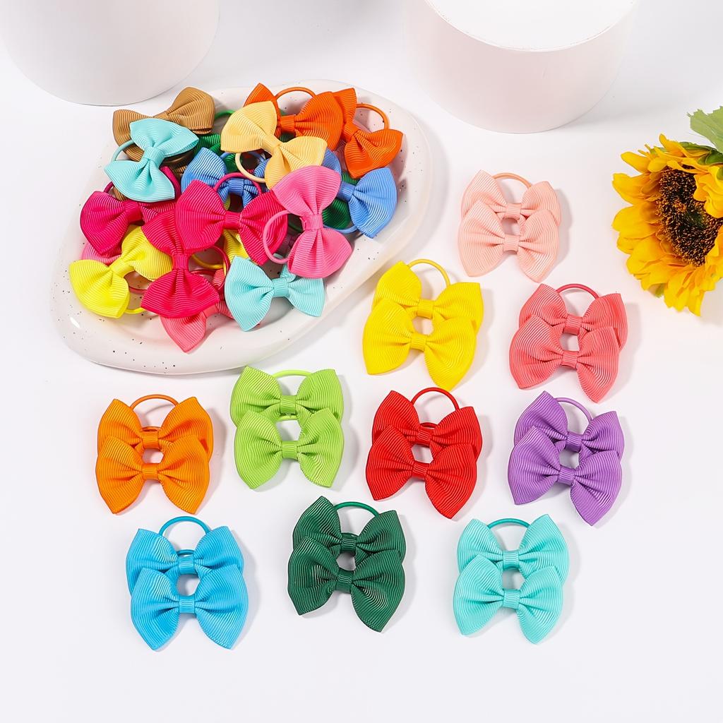 High qualityMorandi 10/20/40/80pcs Hair Bands, Simple Fashion Solid Color Bow Hair Ties for Girls, Polyester Fiber Woven Hair Accessories for Festive