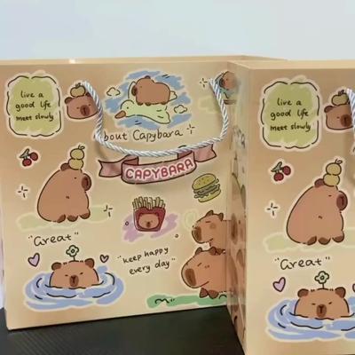 Neue Capybara Handtasche Cartoon Faltbare Papiertüten Große Kapazität Einkaufstasche