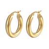 European and American Simple 18K Gold Plated Geometric Hoop Earrings for Women, Trendy Stainless Steel Jewelry