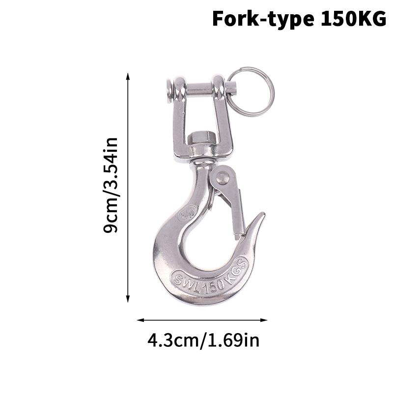 (YY)Silver 304 Stainless Steel Trigger Swivel-Eye Lifting Snap Tone Hook with 150/ 350/650KG Loading Capacity