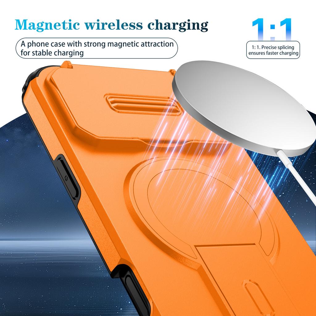 For iPhone 17 Pro Max Case Kickstand Camera Slider PC + TPU Phone Cover Compatible with MagSafe