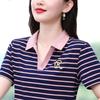 Polo Shirt for Women Short-sleeved Summer New Loose Lapel Thin T-shirt Fashionable Mother Sports and Casual Top