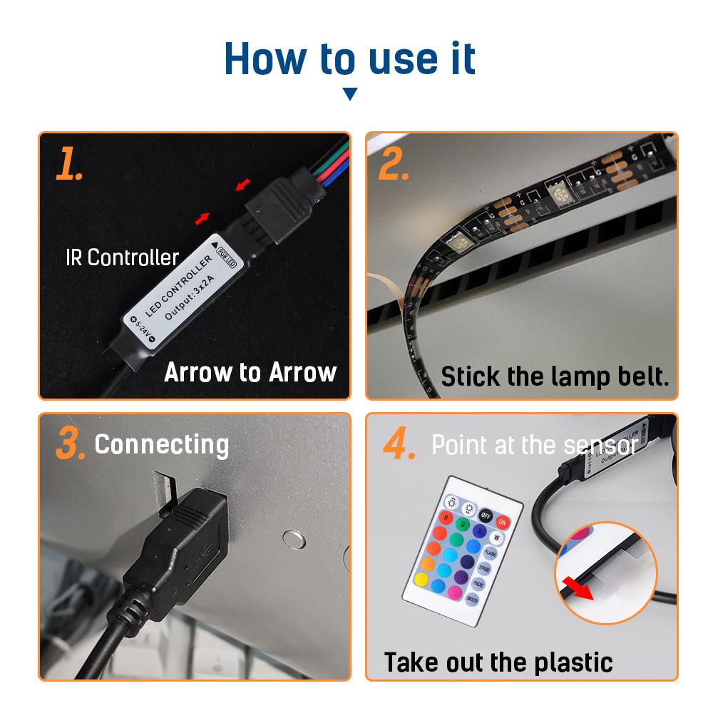 Led Light Strip for TV 3M USB TV Led Backlight with Remote Control Dimmable Light Flexible RGB LED for Bedroom, Living Room, Kitchen or Party