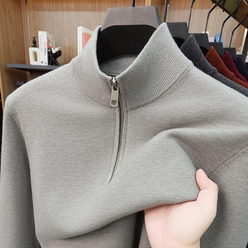 2025 Herbst/Winter Herren Warmer Wollstrickpullover mit halbem Stehkragen