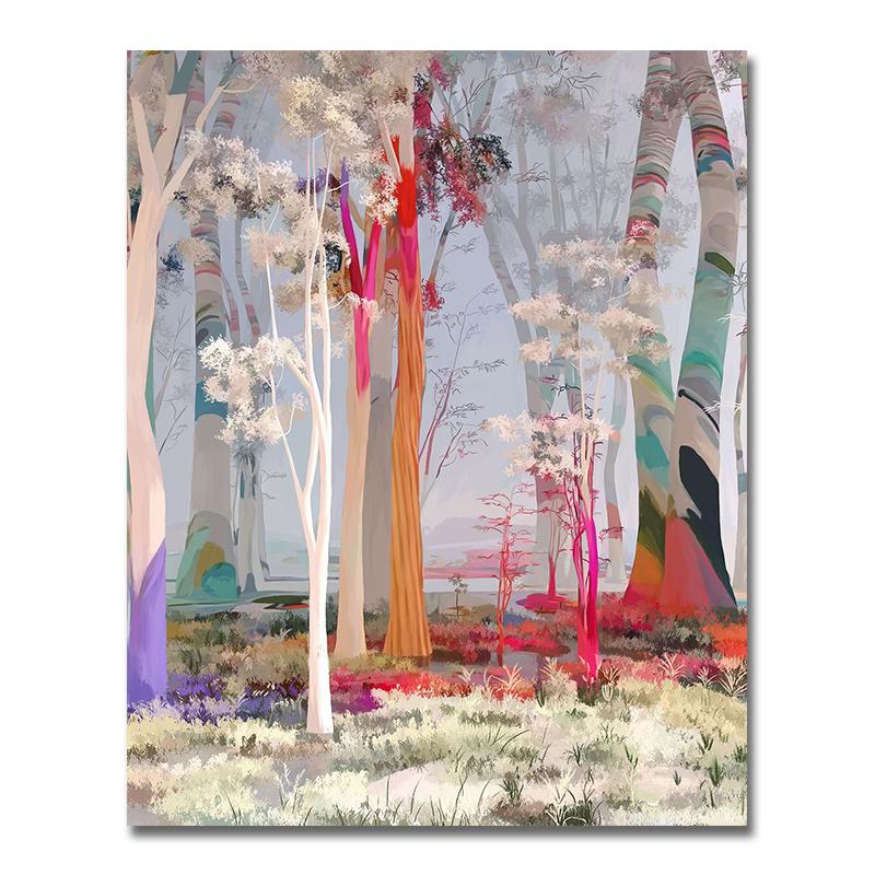 Modern Abstract Tree of Life Oil Painting Prints On Canvas Painting Posters Colorful Tree Wall Art Picture for Living Room Decor