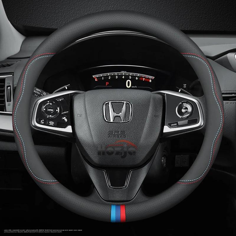 Leather Car Steering Wheel Cover for Honda CRV Ridgeline HRV Prologue URV Accord ZRV Odyssey WRV BRV Accord Pilot Fit Passport