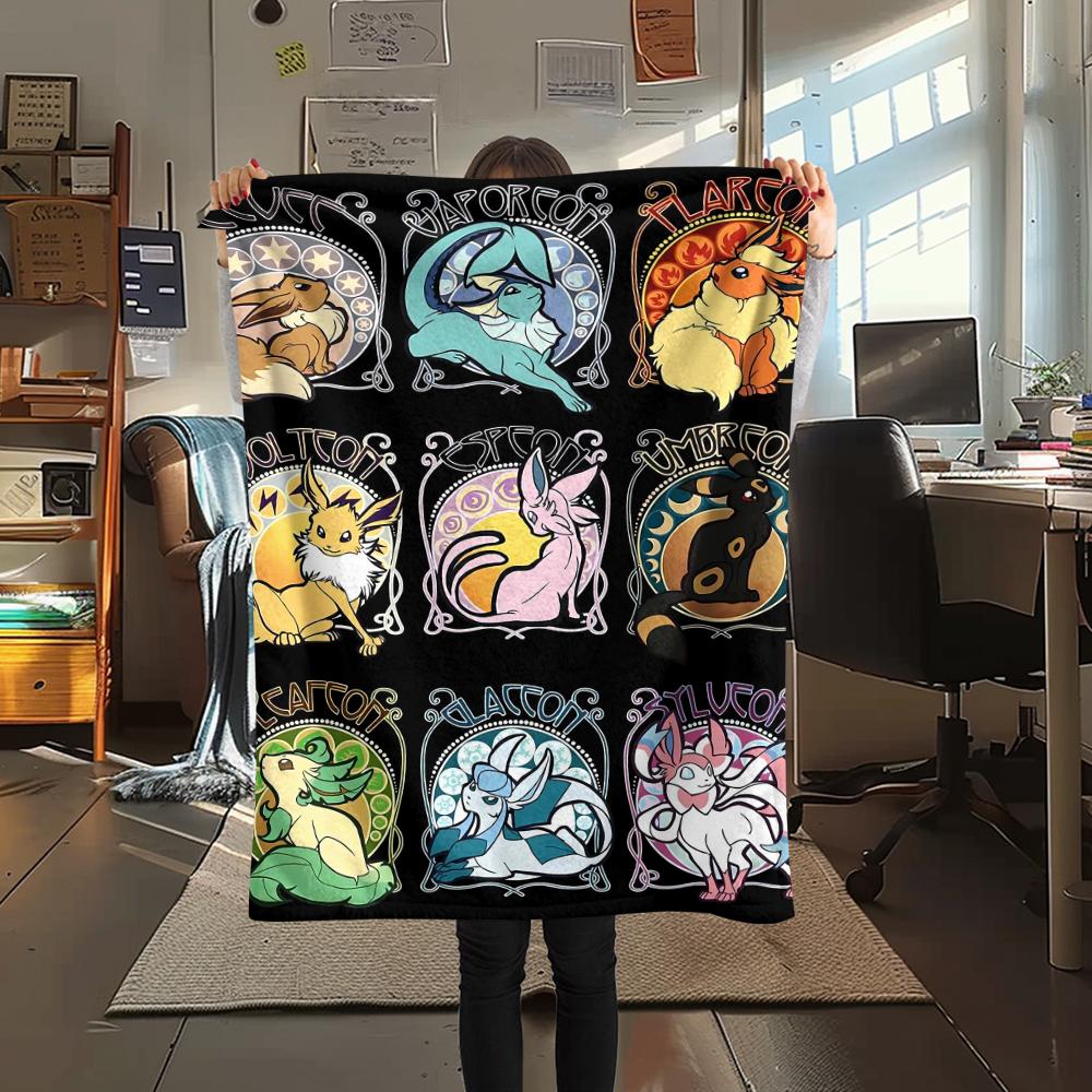 Pokemon Characters Print Flannel Blanket,High Quality Comfortable for All Seasons,Home Decor,Warmth and Comfort,Perfect for Christmas Gifts