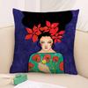 1Pc Vintage Abstract Girl Hair Flower Pillow Case Plush Fabric Soft Double Sided Print Sofa Cushion Cover Throw Pillow Covers