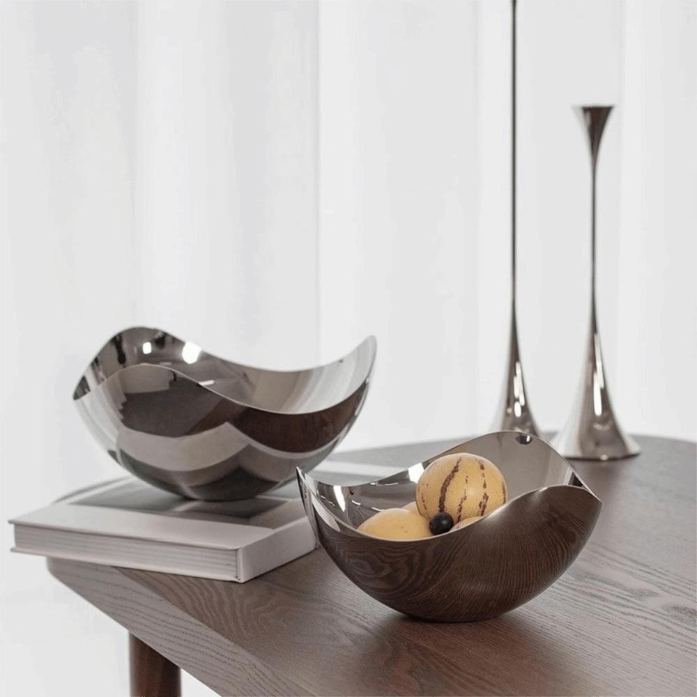 INS Salad Fruit Plate 304 Stainless Steel Table Plate Petals Serving Bowl Home Decor