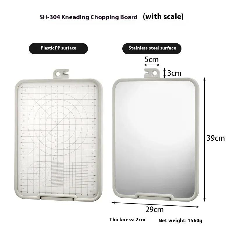 2025 New 304 Stainless Steel Cutting Board with Knife Sharpener, Double-sided Usable Kitchen Cutting Board, Chopping Board