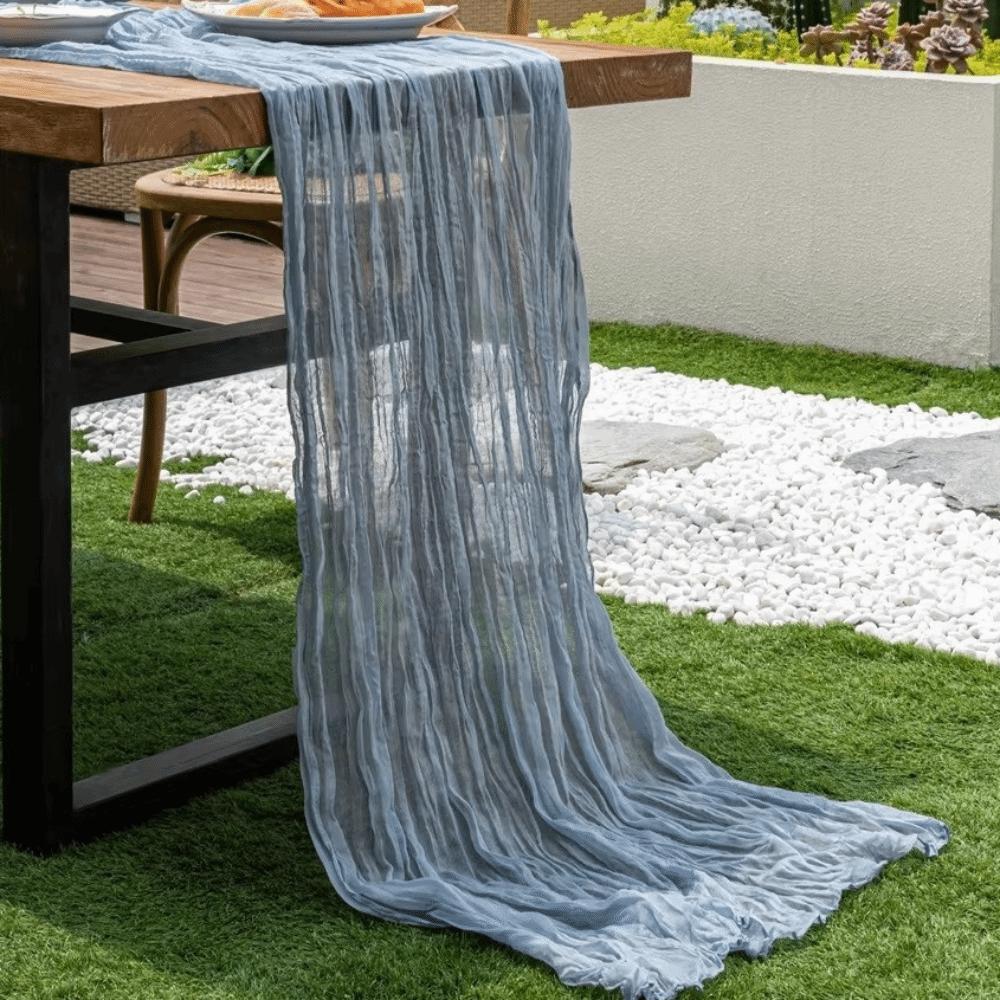Semi-Sheer Cheese Cloth Table Runner Boho Rustic Elegant Tulle Balinese Pleated Tablecloth DIY Gauze Table Runner Party Banquet