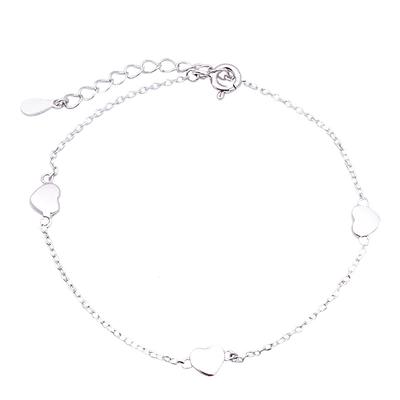 Bracciale in argento sterling S925 in stile freddo con tre braccialetti d'amore regolabili versione coreana femminile semplice regalo personalizzato