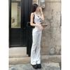 White Skinny Denim Female 2025 This Year Popular Chic American Retro Slim Looking Small Mop Flared Pants