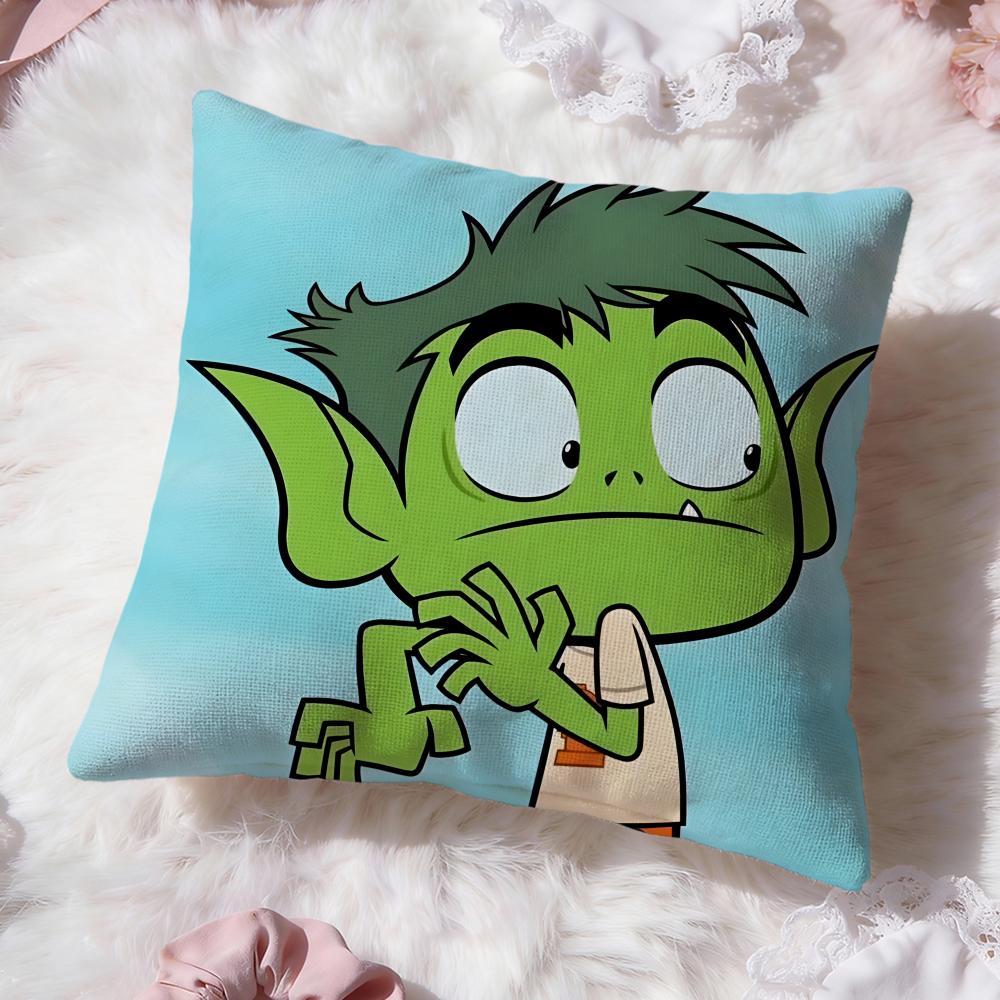 anime Teen Titans Go Cushion Cover Premium Comfort Reversible Pillow Cove -Two in One Design for Any Room & Car Interior