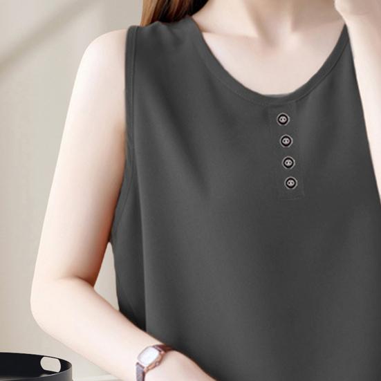 Dámské tílko s výstřihem do O-neck, bez rukávů, jednobarevné, volný střih, prodyšné, ležérní, na svátky, večírky, denní nošení