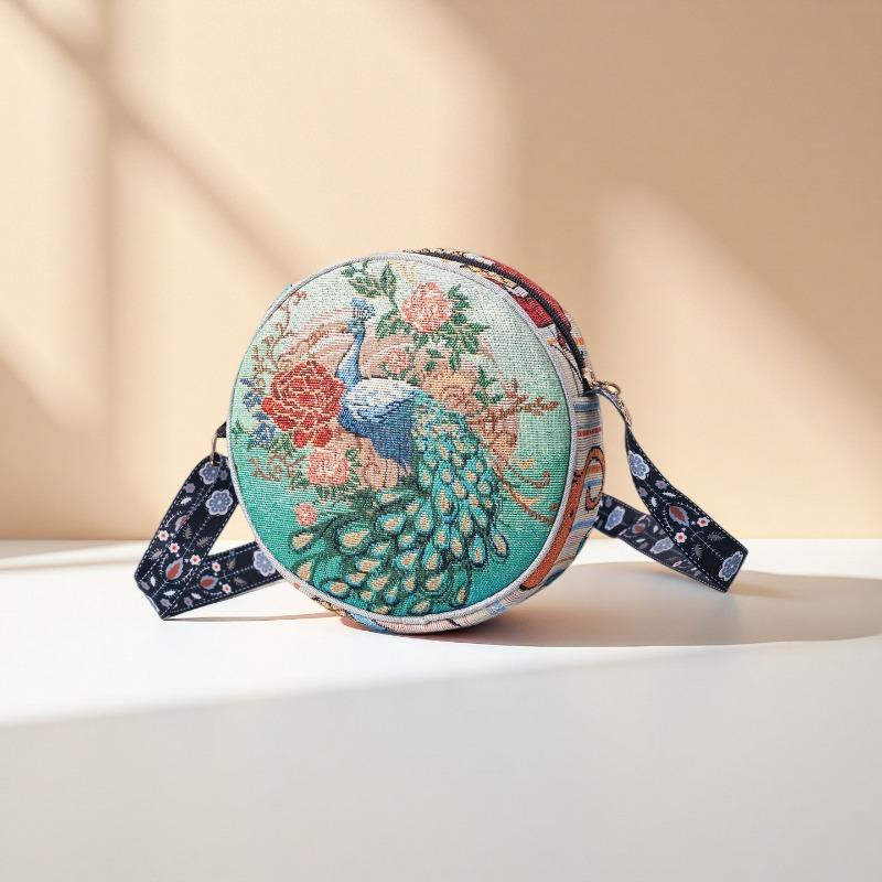 Ethnic-style Hand-held and Crossbody Multi-purpose Bag, Embroidered Bag, Casual Double-sided Hanfu Small Cloth Bag