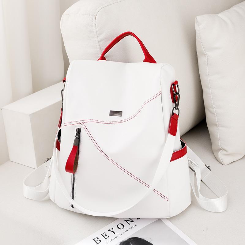 New Women's Bag Soft Leather Texture Fashionable Splicing Backpack Large Capacity Anti-theft Casual Shoulder Travel Bag