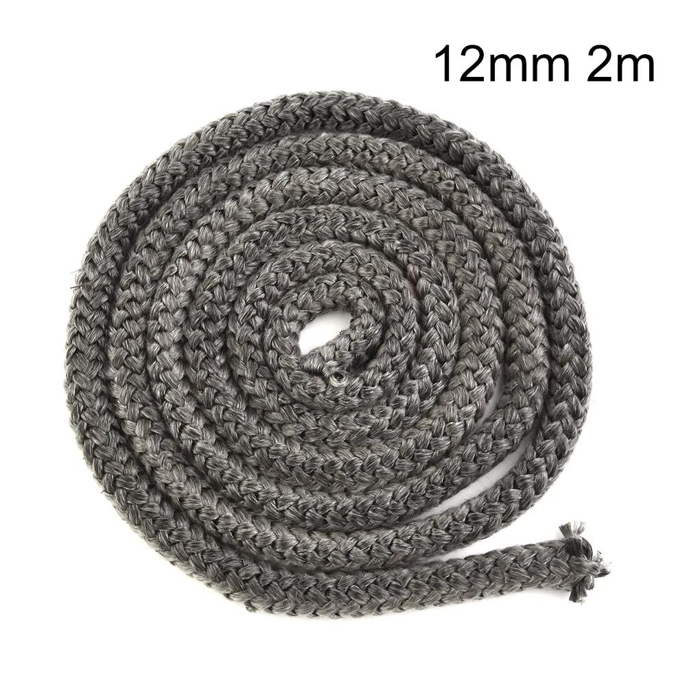 ~10/12mm Fiberglass Rope S1eal Black Stove/Fire Rope 2m Length Wood Bu1rning Stove Log Burner Door S1eal For Fireplaces Boiler