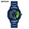 Sanda Men's Creative Wheel Quartz Watch - Trendy Rotating Waterproof Wristwatch