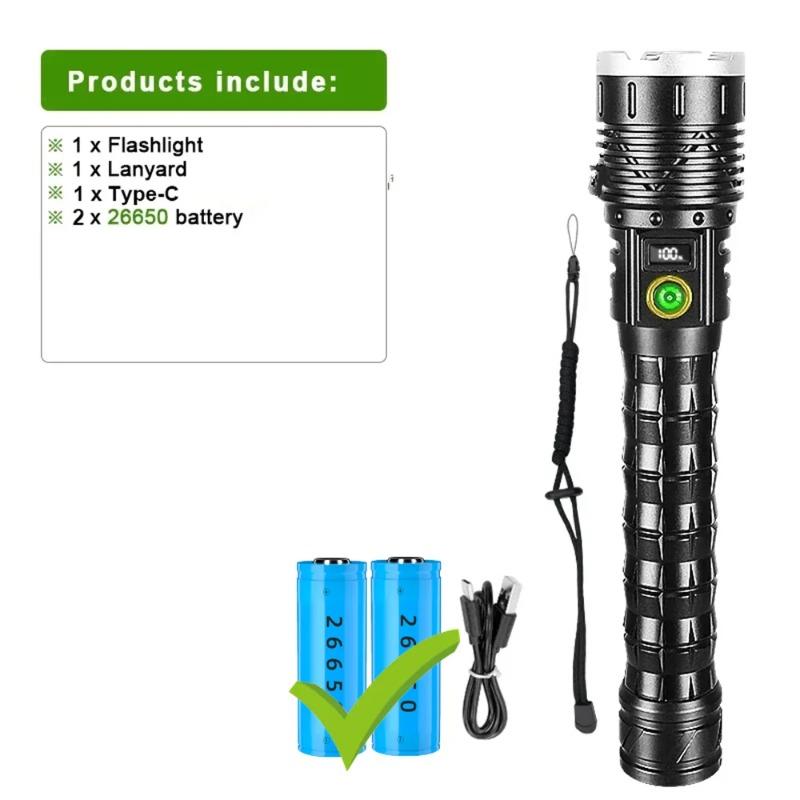 High Power LED Flashlights Super Bright Rechargeable Flashlight 4000M Most Powerful Torch Outdoor Camping Lantern