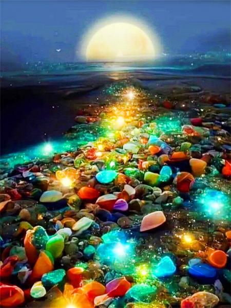 Kolekcja Diamond Painting 2023 Nadmorski Księżycowy Krajobraz 5d Haft DIY Mozaika Fantazyjny Krajobraz Plaży Dekoracja Domu