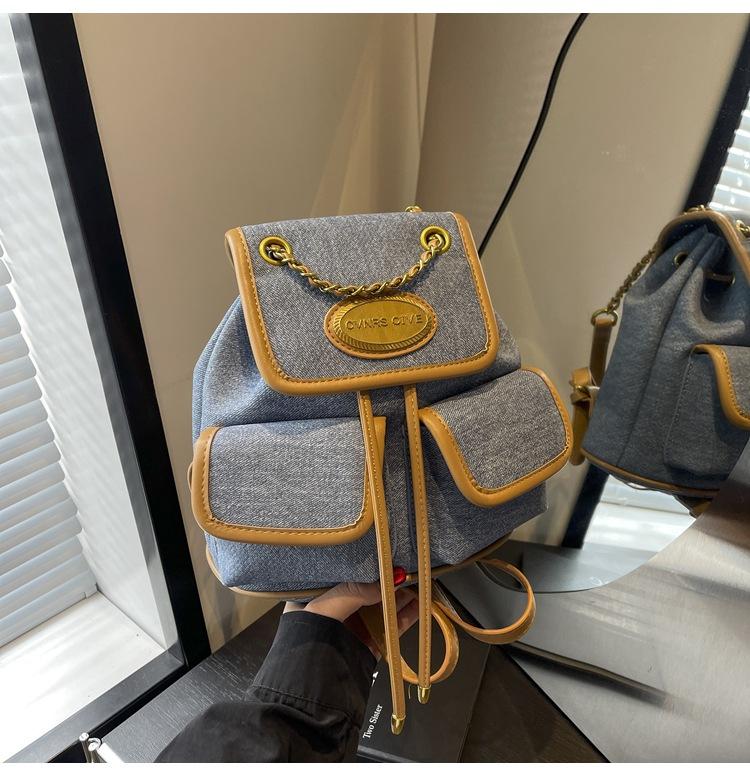 

Маленький рюкзак 2024 года, новый модный дизайн, нишевый, легкий школьный рюкзак для женщин, для прогулок, небольшой рюкзак синий