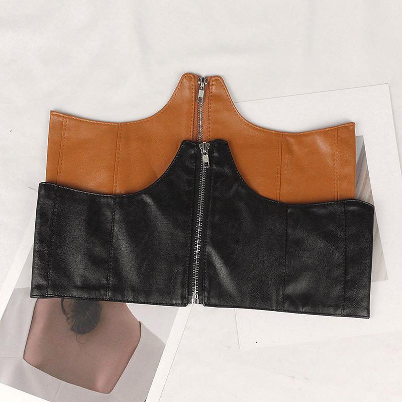 Black Corset Wide Belt Pu Leather Slimming Body Belts for Women Elastic High Waist Waistband