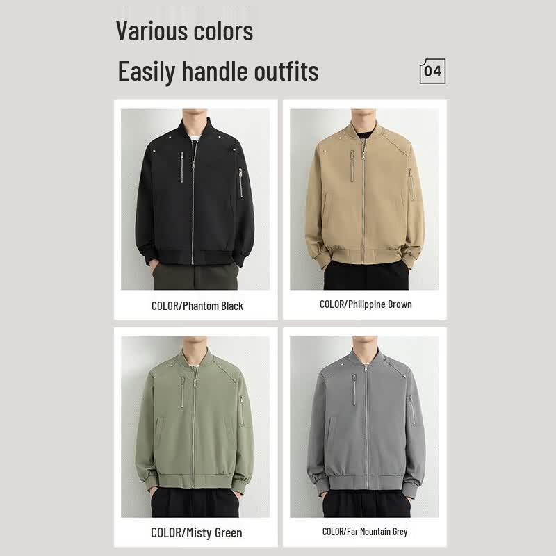 ROMON Men's Stand Collar Windproof Bomber Jacket