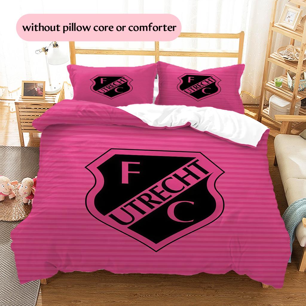FC Utrecht Muster Bettwäsche Heimdekoration Geburtstagsgeschenk (1 Bettbezug + 2 Kissenbezüge, ohne Füllung)
