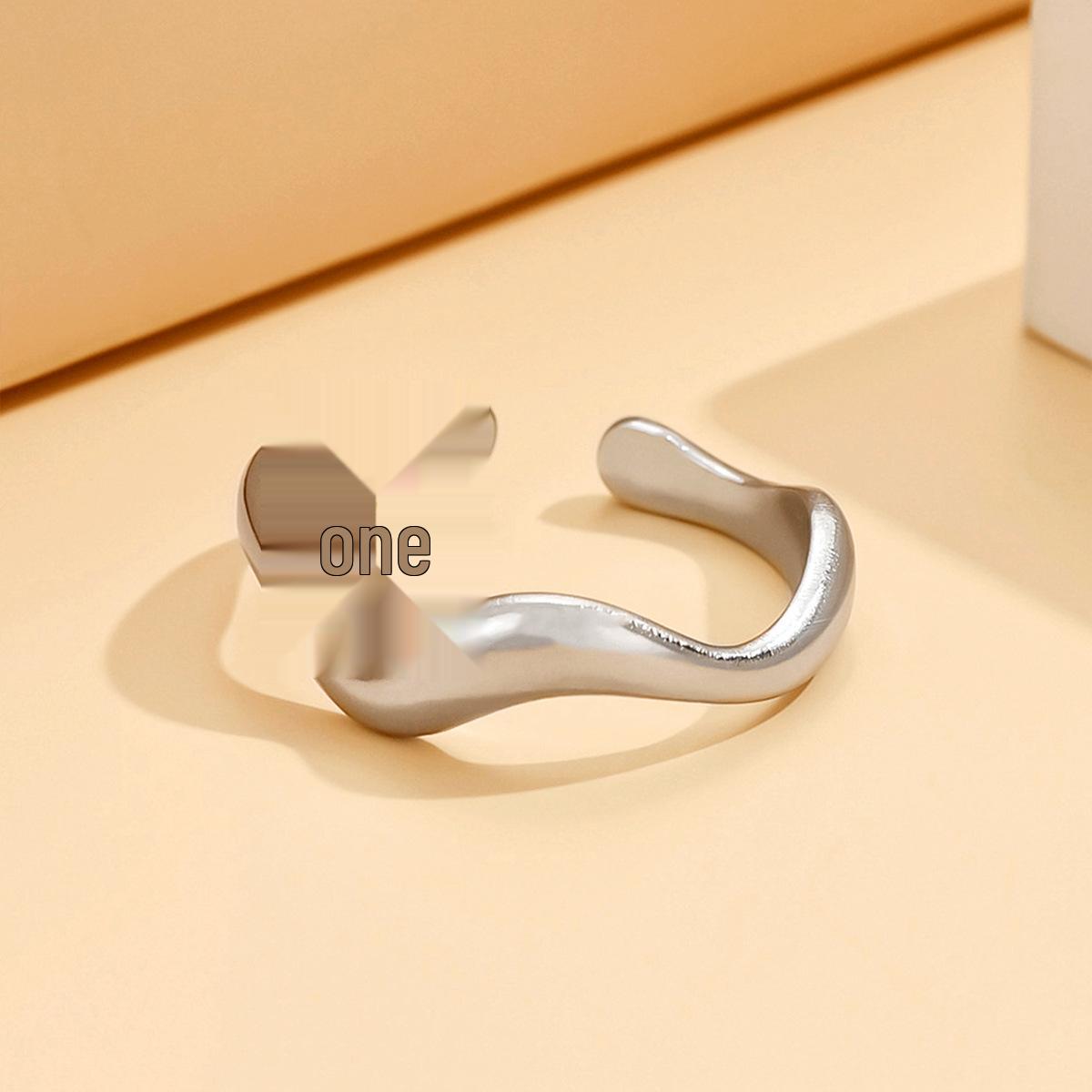 Simple INS Style Geometric Stainless Steel Open Ring with Thick Lines