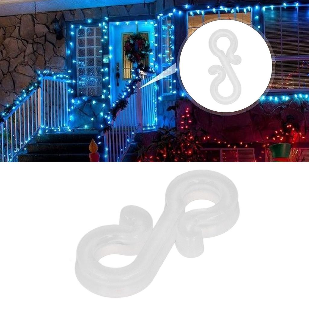 150Pcs S Shaped Hooks Sturdy Plastic Dual Ends Multipurpose Christmas Light Clips for Party Lights Decoration