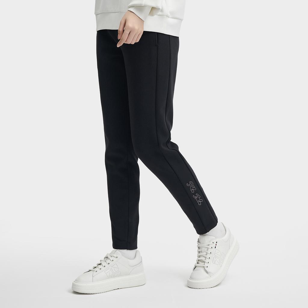 Fila White Series Solid Color Casual Fashion Comfortable Knitted Sports Pants Women Bottoms Black F11W443606F-BK