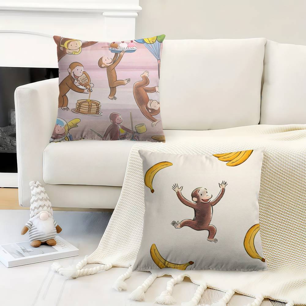 Curious GGeorge Monkey Cushion Cover Pillowcase Upholstery Sofa Throw Pillow Home Decor Pillowcas