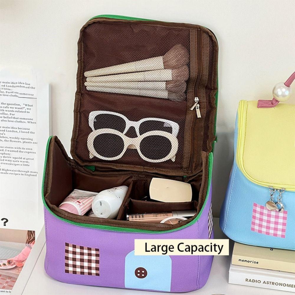 

Nylon House Shape Cosmetic Bag Clutch Bag Skincare Storage Bag Handheld Makeup Bag Outdoor Style 1