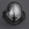 Medieval Templar Crusader Helmet Black Steel Knight SCA Helmet with Chainmail Cosplay Helmet, For Halloween Gift