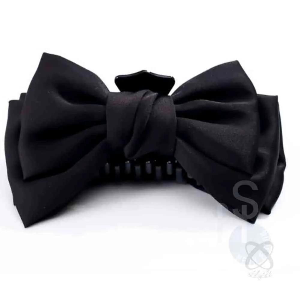 Silk large ribbon claw clip black pretty hair clip pretty ribbon pin large hair clip