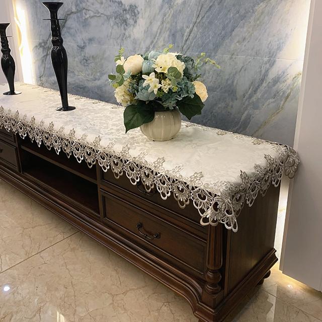 Table Cloth Rectangle Europe Coffee Embroidered Lace Tv Cabinet Shopbox Table Cover Tablecloth Fabric Long Strip Dust Cover