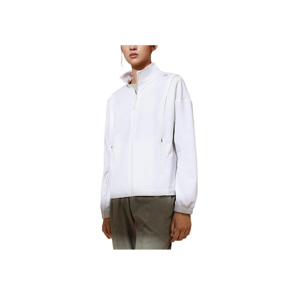 Anta Solid Color Stand Collar Zip Long Sleeve Jacket Women Jacket White 962237603-1