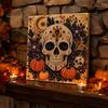 Pumpkin Wall Art Ghost Faux Pearl Kit, Halloween Painting DIY Autumn Home Decor 3D Spooky Skull Craft Kit for Adults Beginners, Fall Handmade