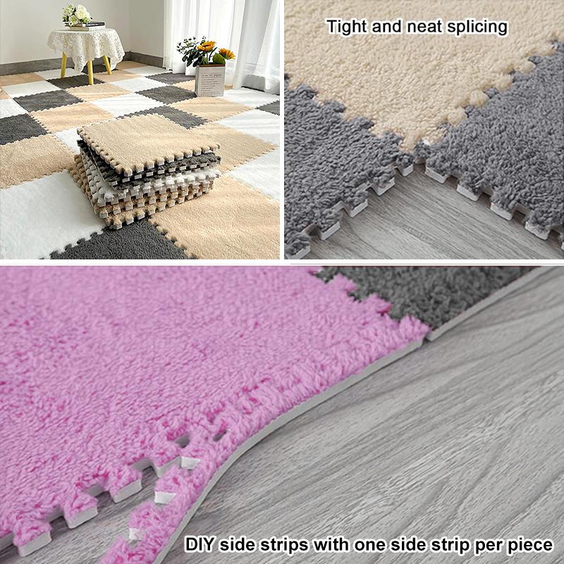 10PCS Soft Plush Activity Play Mat Reusable EVA Foam Puzzle Carpet Children Room Keep Warm Non-slip Floor Mat Washable 30*30*1CM