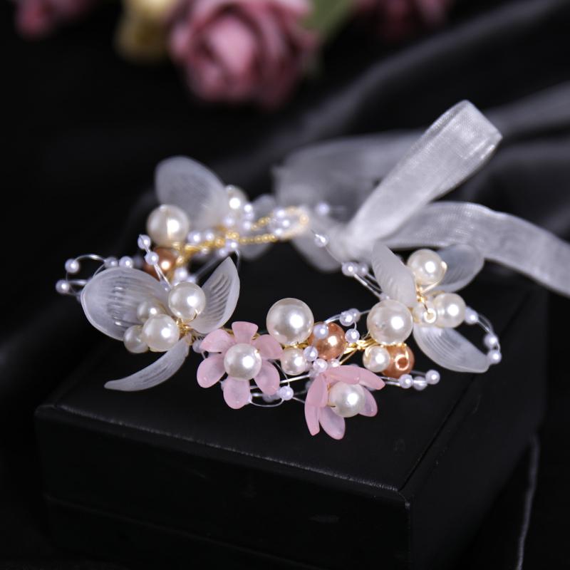 Pearl Flower Headband Bridal Headdress Wedding Crown Fashion The Wreath Bracelet Band Tiaras Crystal Headpiece Hair Jewelrys