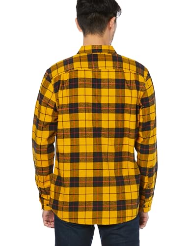 Amazon Essentials Pánská flanelová košile s dlouhým rukávem slim fit, černá a žlutá kostka, velikost S