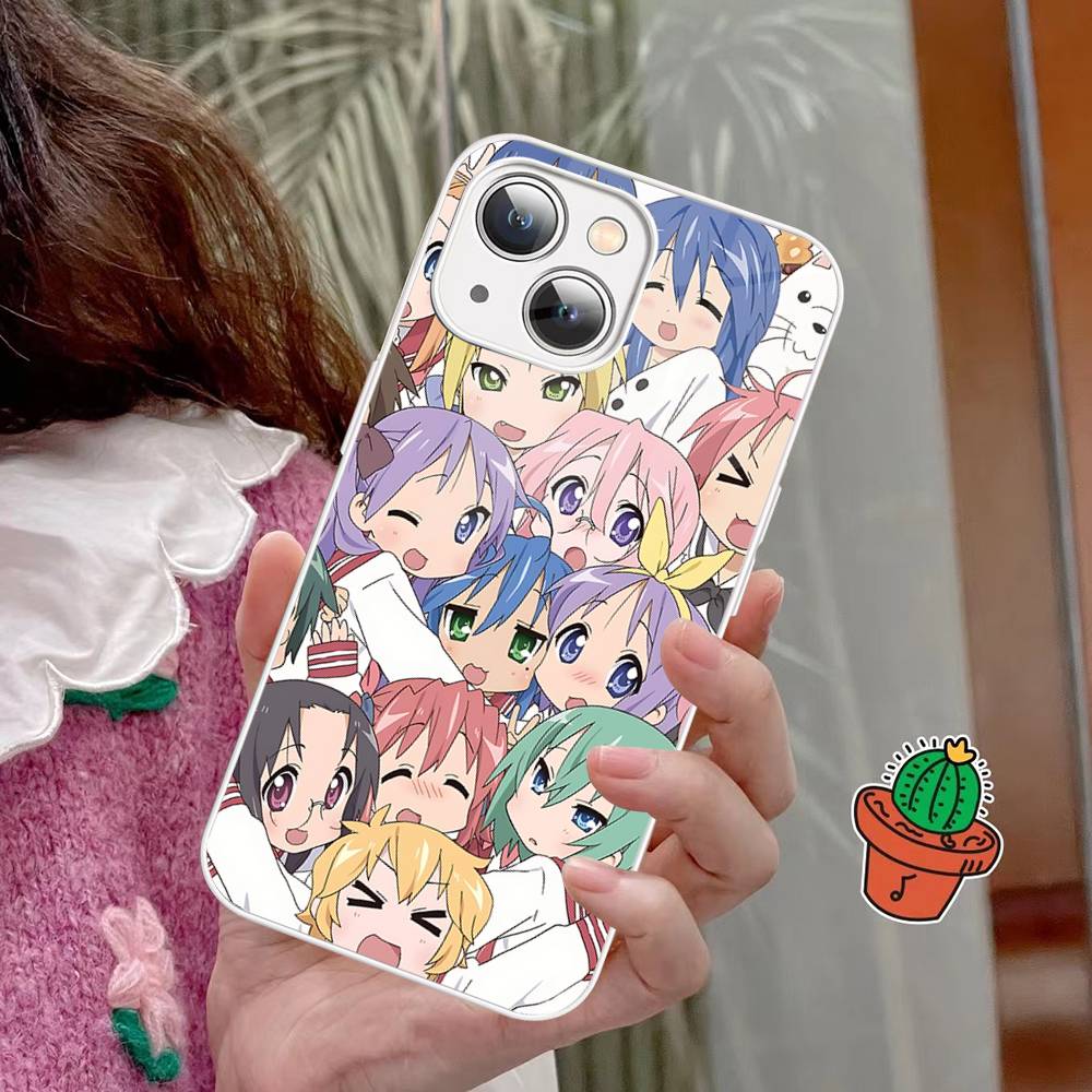 Anime Girl Lucky Star For IPhone 14 13 12 Mini 11 Pro XS Max X XR 14 Plus Tempered Glass Cover