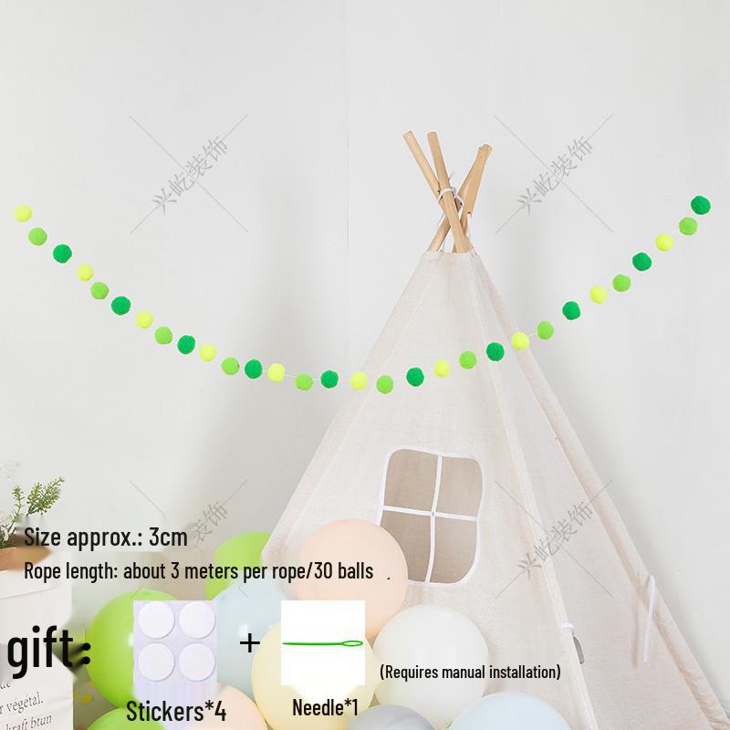 Children’s Room Pompon Bunting Decoration - Birthday Party Tent Backdrop Ornament