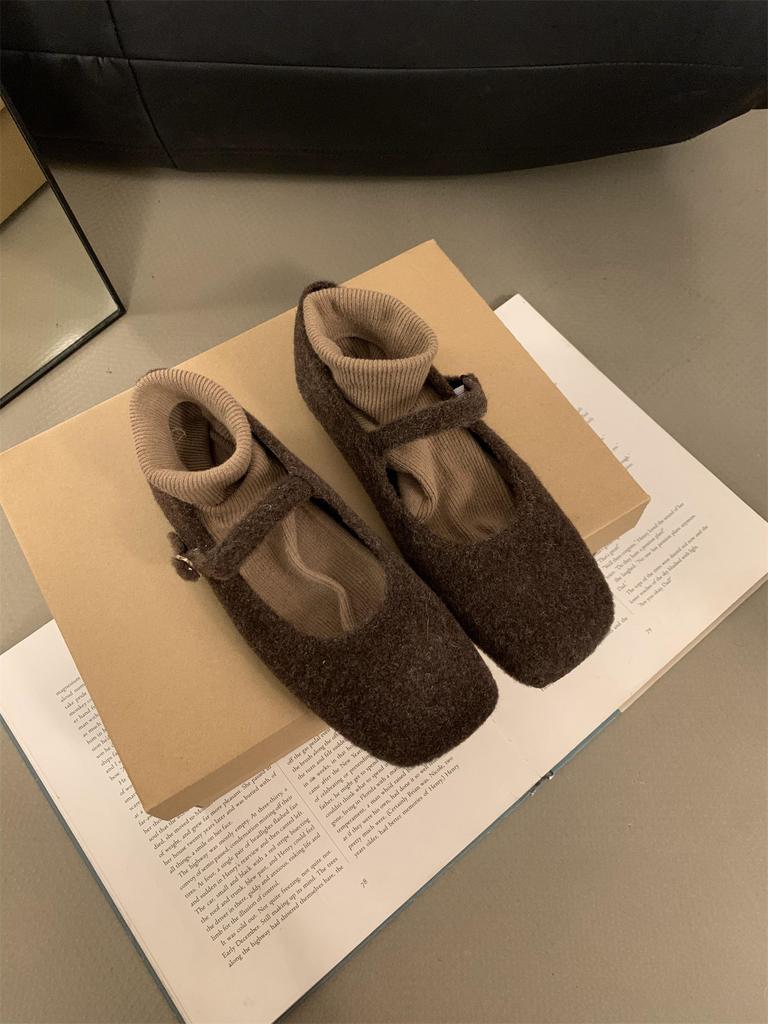 Flat-soled single shoes, evening shoes 2025 winter Mao Mao shoes, soft-soled comfortable Doudou shoes